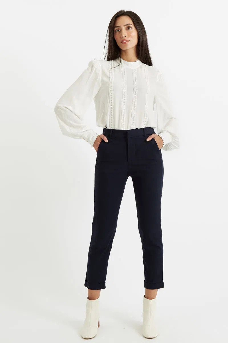 Louche | Jaylo Cropped Slim Fit Trouser - Navy
