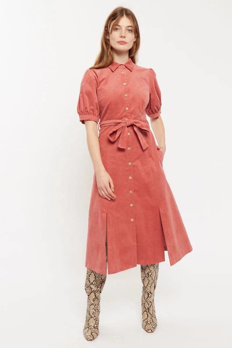 Louche | Mollie Cord Dress - Pink