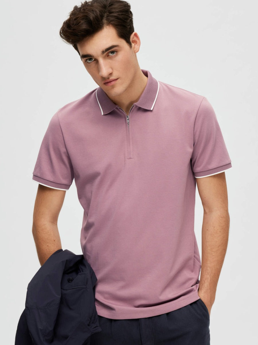 Selected Homme | Figo Zipped Polo Shirt | Mauve