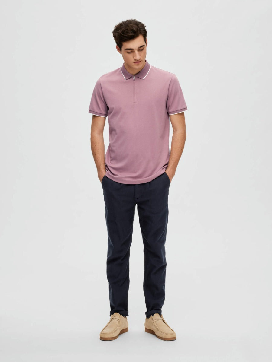 Selected Homme | Figo Zipped Polo Shirt | Mauve
