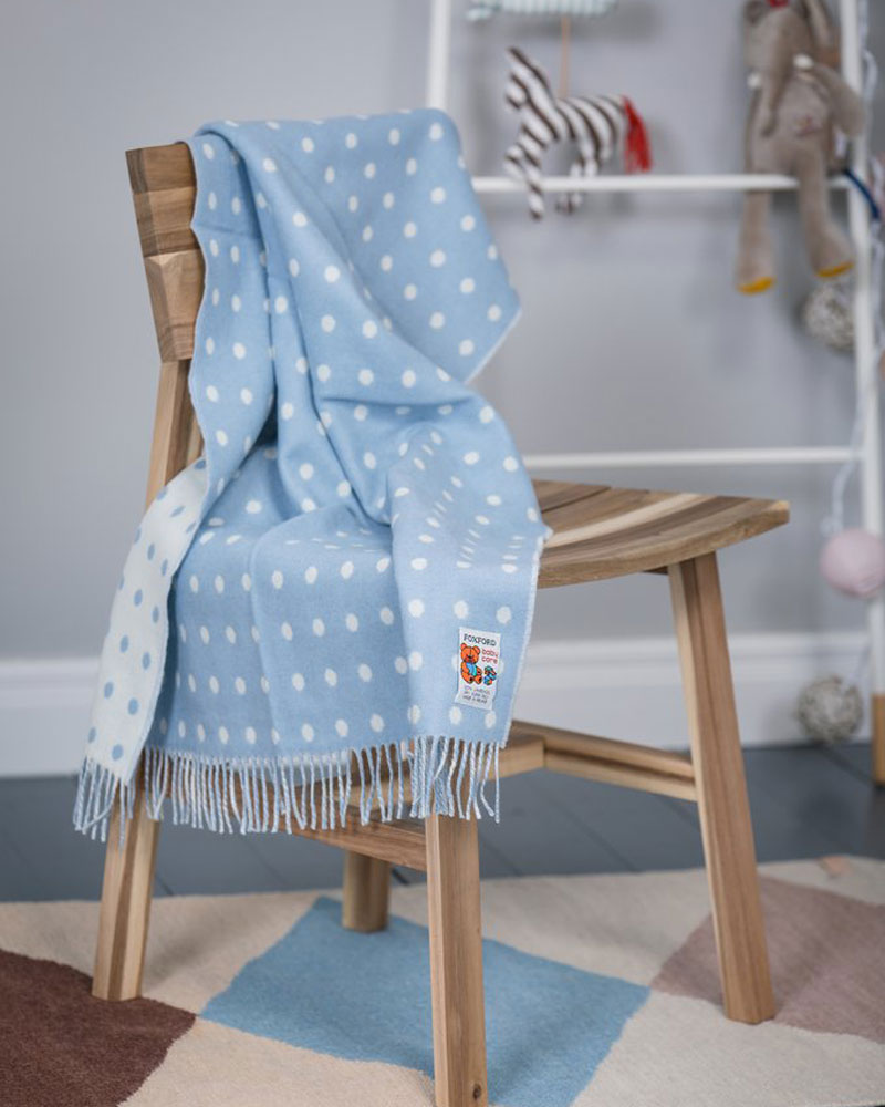 Foxford Woollen Mills | Blue Spotted Baby Blanket