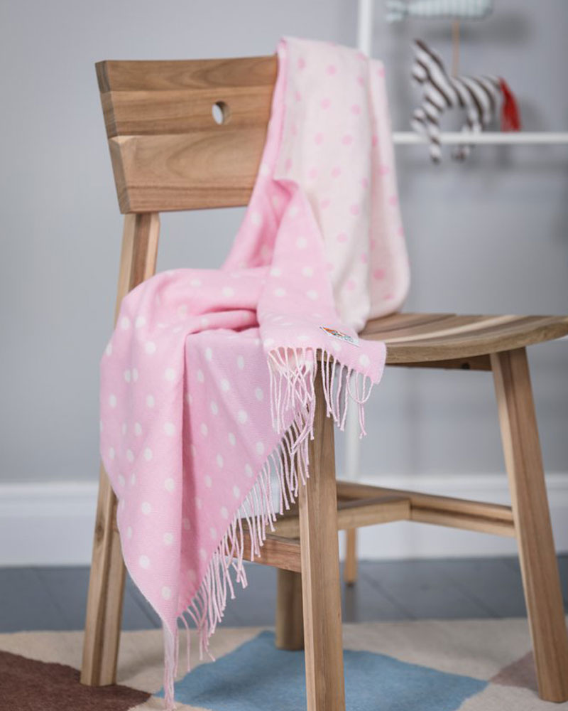 Foxford Woollen Mills | Pink Spotted Baby Blanket