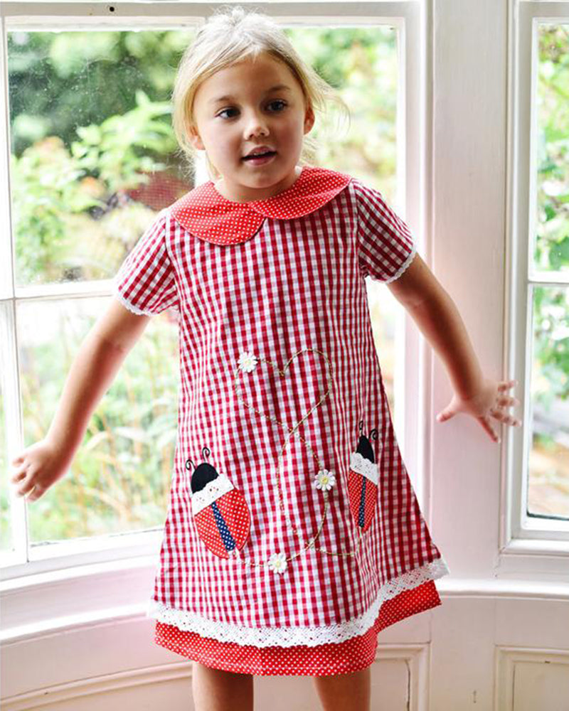 Powell Craft |  Checked Ladybird Dress -Red