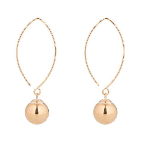 MoMuse Gold Ball Oval Open Earrings