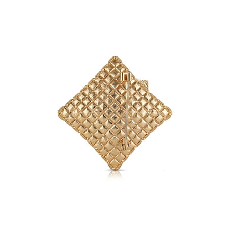 Newbridge Silverware | Gold Plated Square Brooch with Green Stones