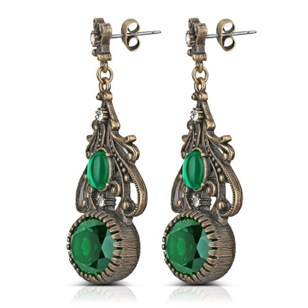 Newbridge Silverware | Green Stone FOB Earrings
