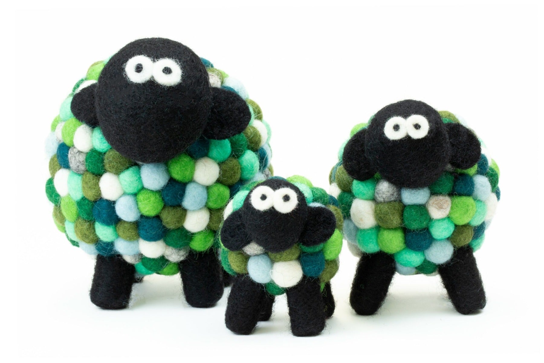 Erin Knitwear | Felt Sheep Collectible MultiGreen Medium