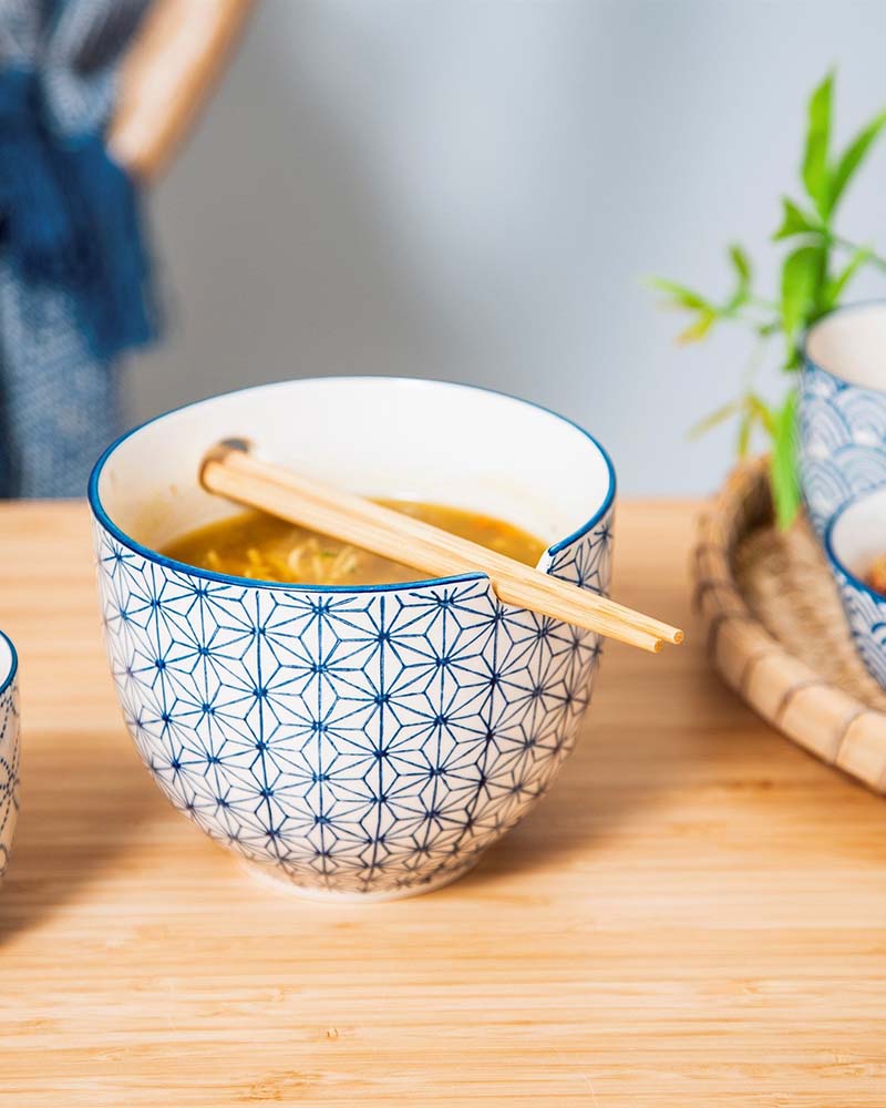 Sass and Belle | Sashiko Pattern Noodle Bowl -Blue