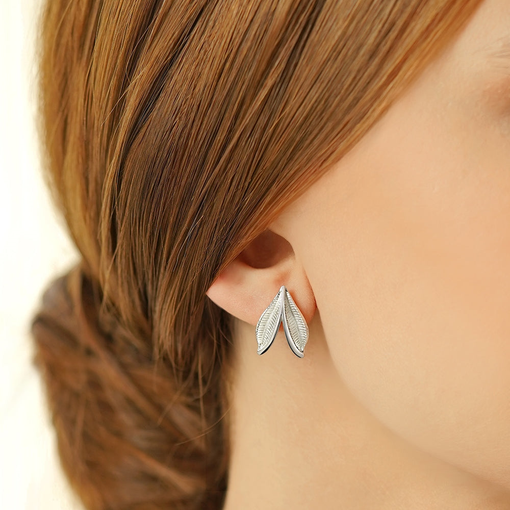Newbridge Silverware | Leaf Stud Earrings