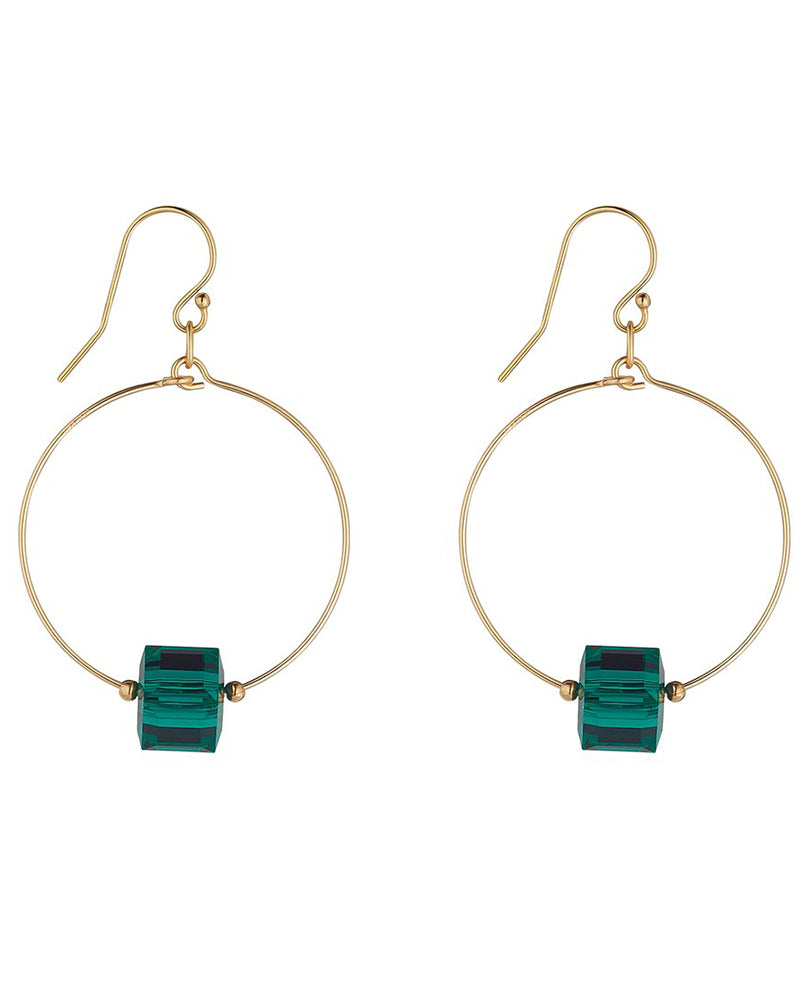MoMuse | Small Cube Hoops - Green