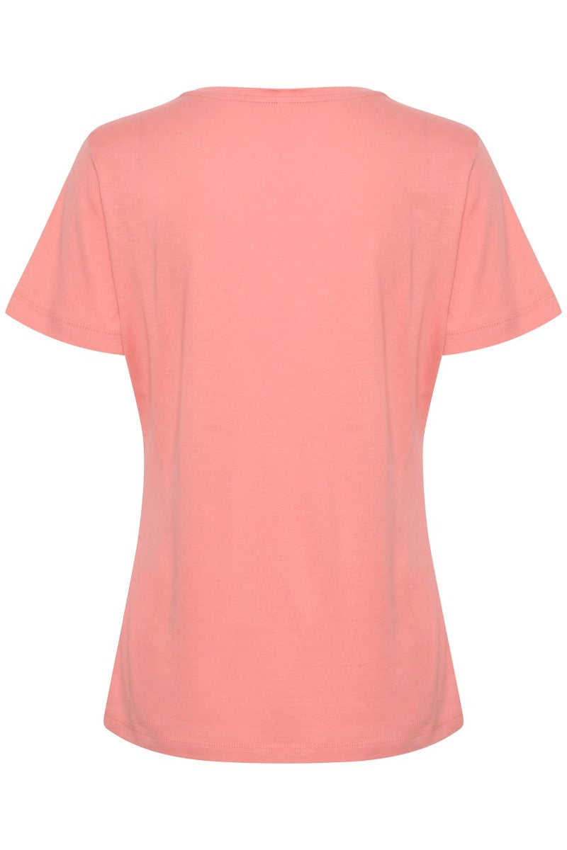 Cream | Naia V-Neck T-Shirt | Coral