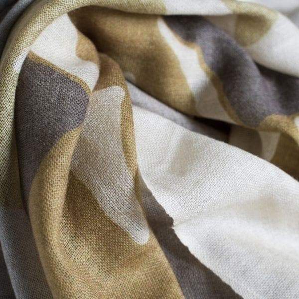 Galway Crystal | Olive And Stone Merino Wool Scarf