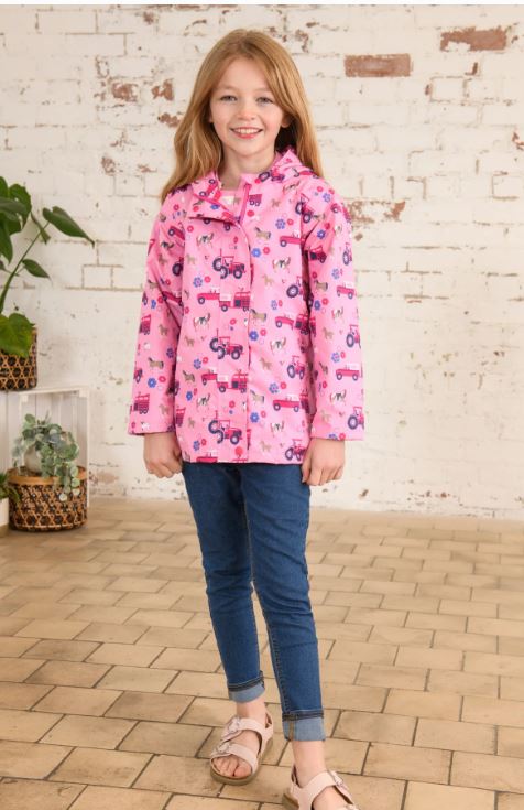 Lighthouse | Olivia Waterproof Coat | Blush Pink Farm Print