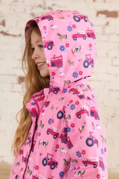 Lighthouse | Olivia Waterproof Coat | Blush Pink Farm Print