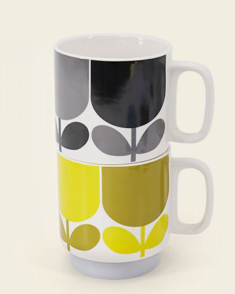 Orla Kiely | Flower Slate And Ochre Mug Set Of Two