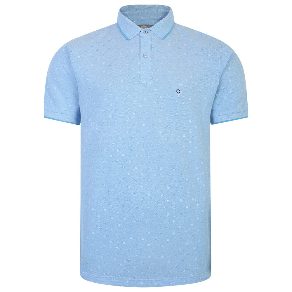 Peter Gribby | Jacquard Pique Polo Shirt | Sky Blue
