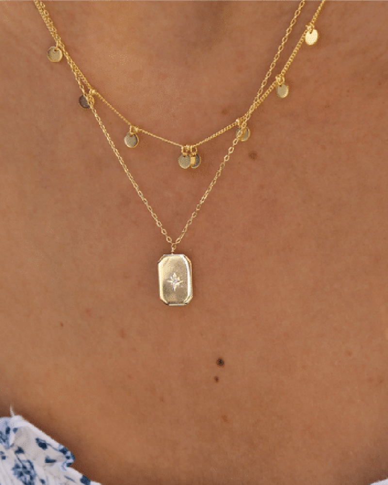 Mary-K | Gold Tag Necklace with Zircon