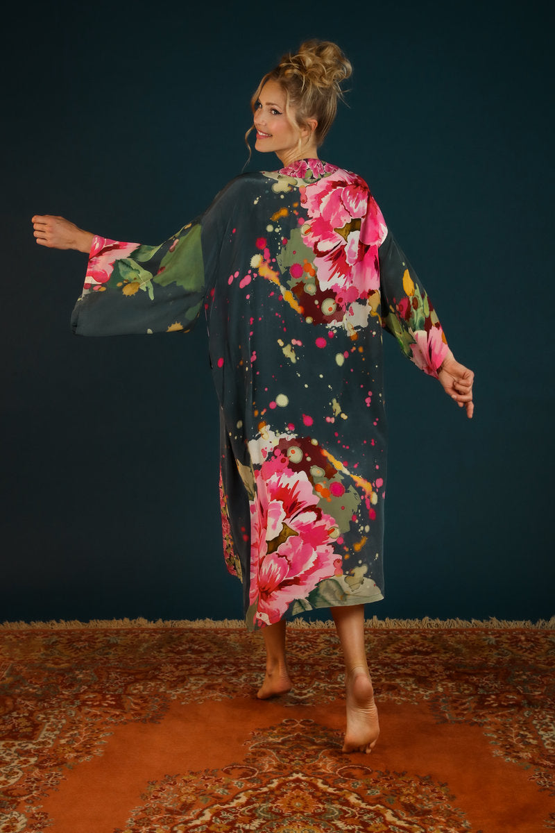 Powder | Painted Peony Kimono Gown