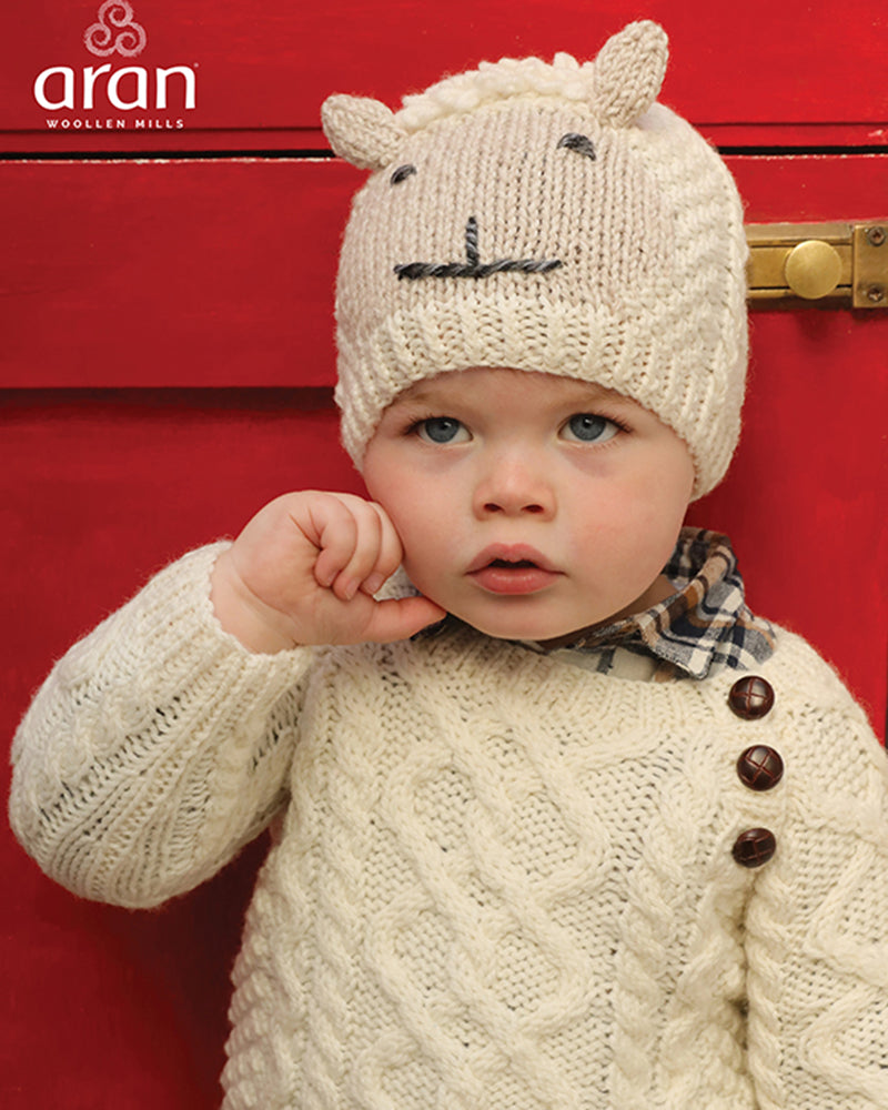 Aran Woollen Mills | Baby Handknit Sheep Hat | R780 - Natural/Oat