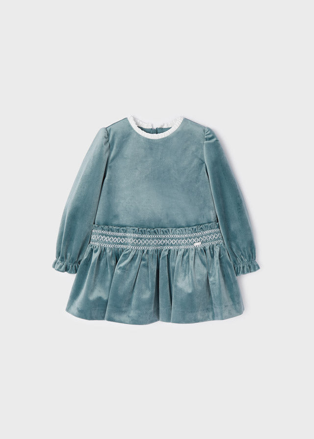 Mayoral | Smock Dress With Stitching -Green