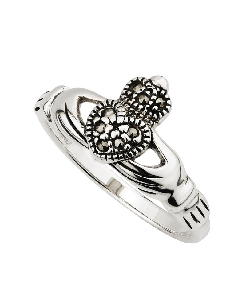 Sterling Silver Marcasite Claddagh Ring