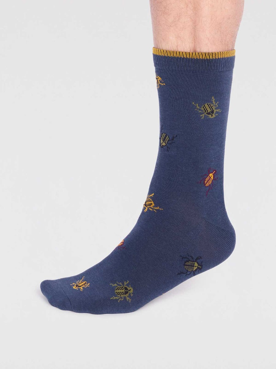 Thought | Brody Bug Socks - Slate Blue