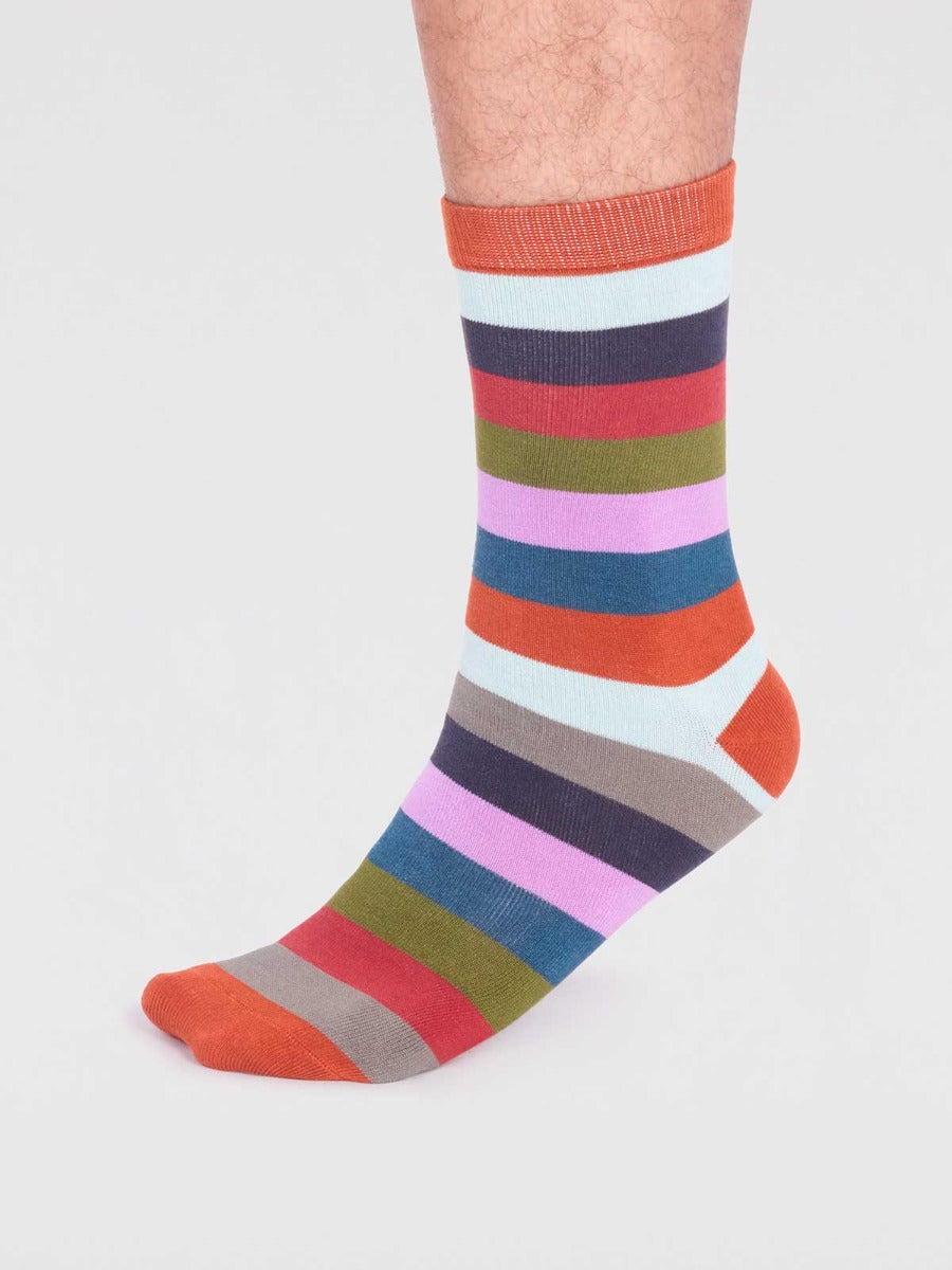 Thought | Jase Stripe Socks - Jaffa Orange