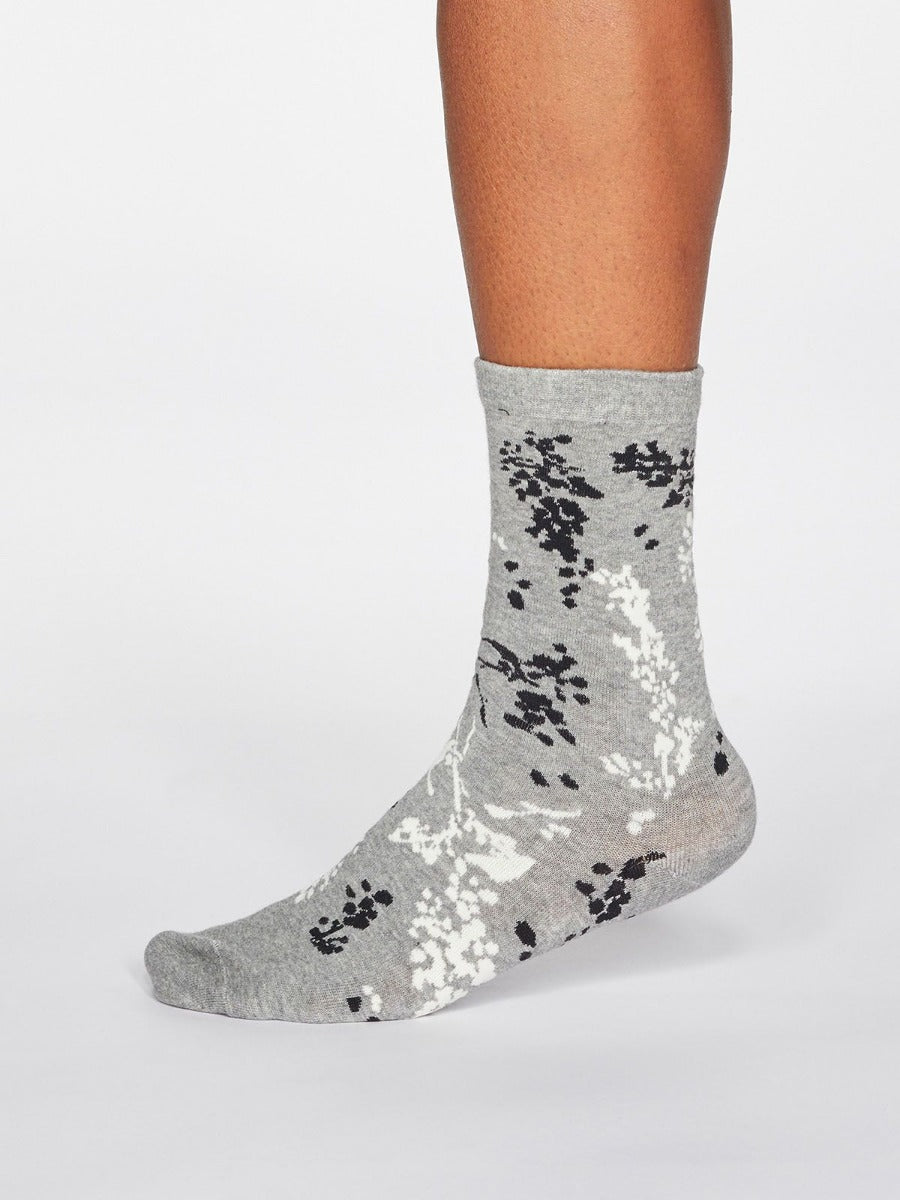 Thought |Women's Orpha Floral Socks - Grey Marle
