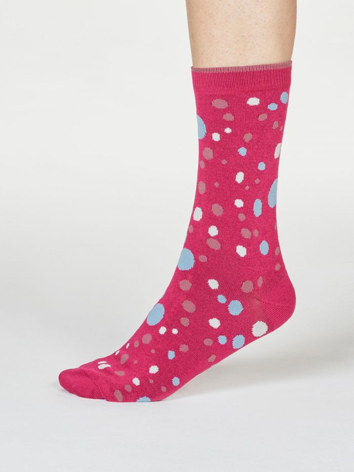 Thought | Women's Lucille Spot Socks - Magenta Pink