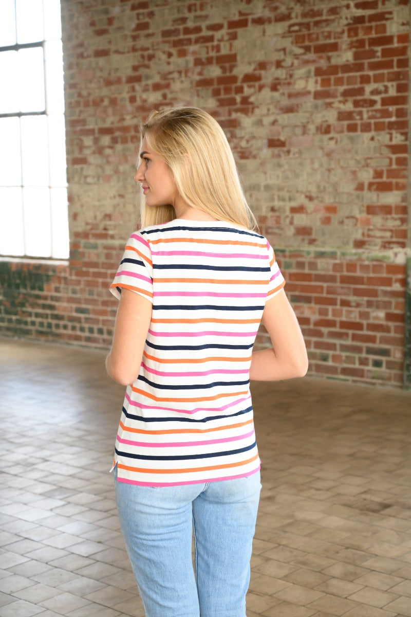 Lighthouse | Ariana Cotton T-Shirt | Pink Stripe