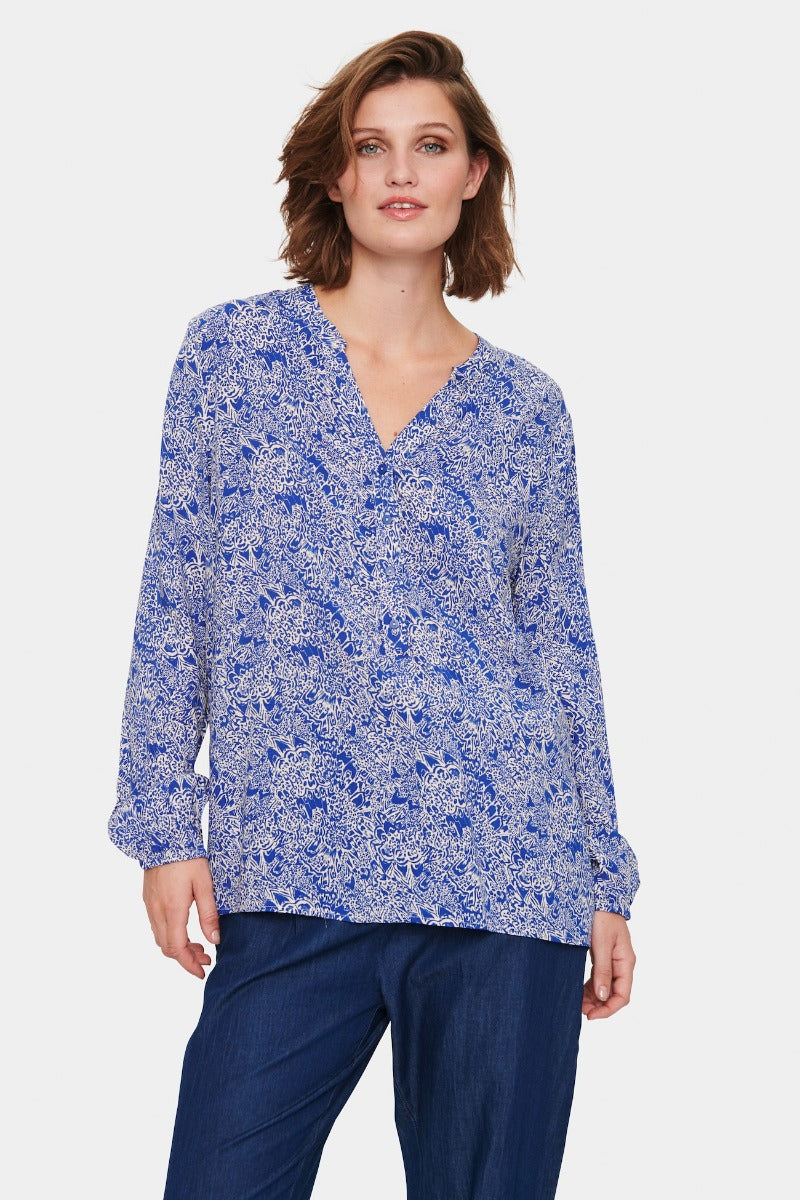 Saint Tropez | Eda Printed Shirt -Surf Blue