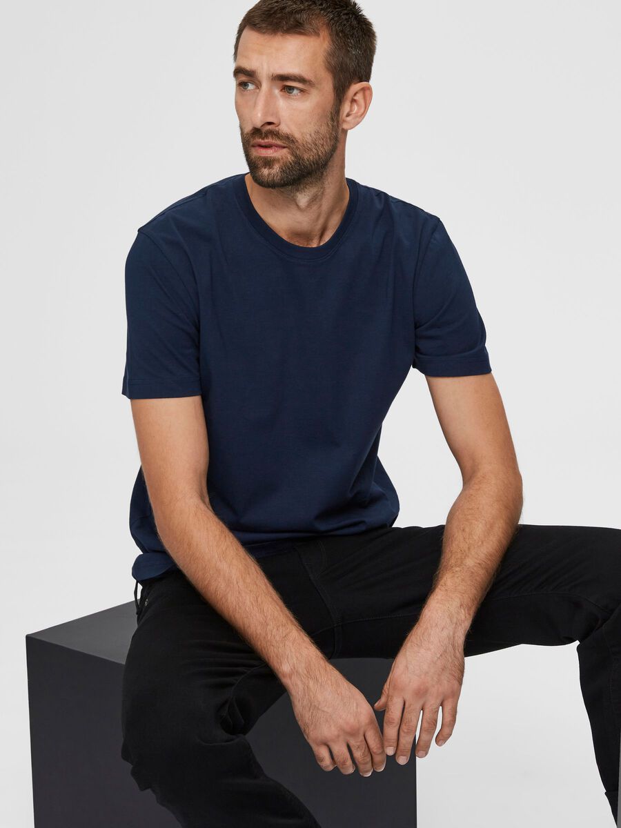 Selected Homme | Cotton T-Shirt | Navy