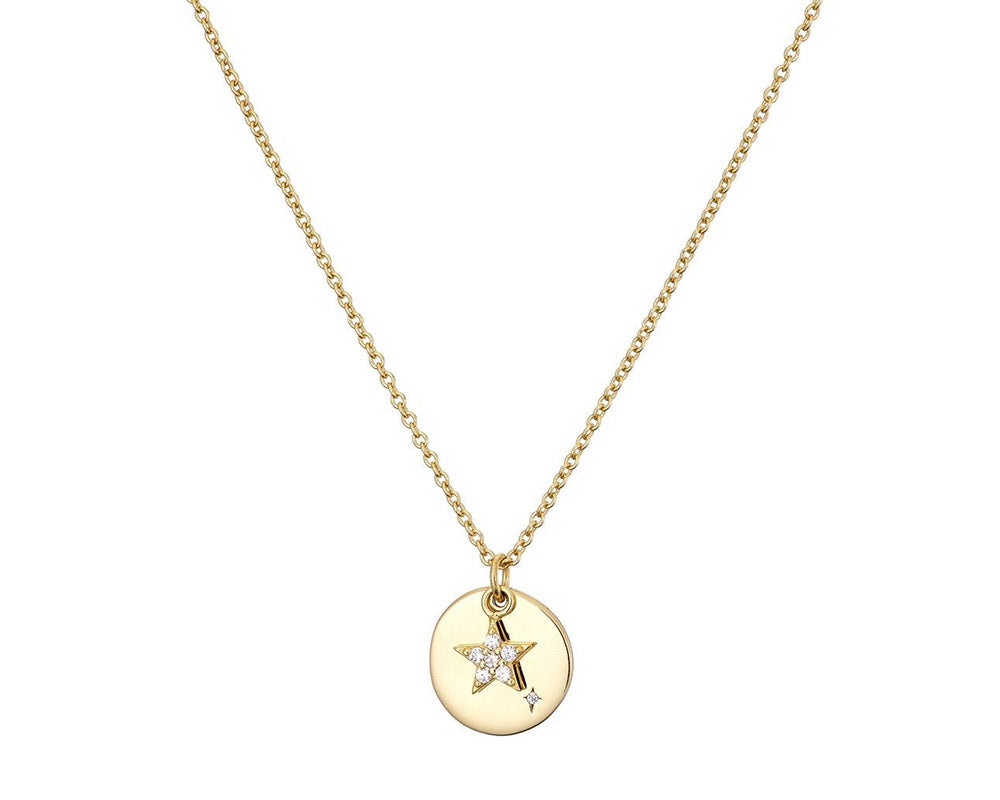 Mary-K | Gold Disc and Pave Star Necklace